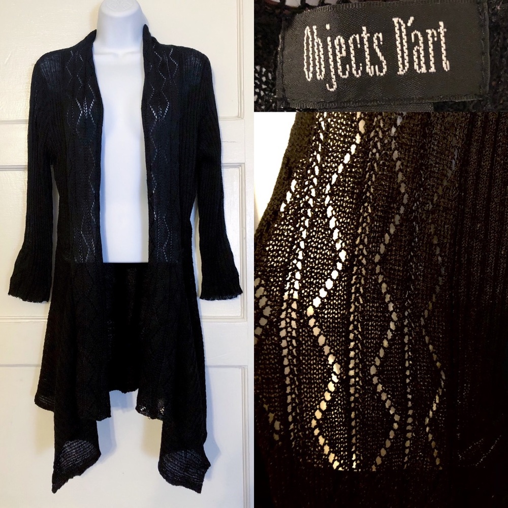 Black knit goth witchy Stevie nicks short duster sweater size Large